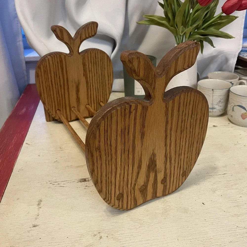 Vintage Wooden Sliding Bookend, Apple Cutout, Farmhouse Decor 15